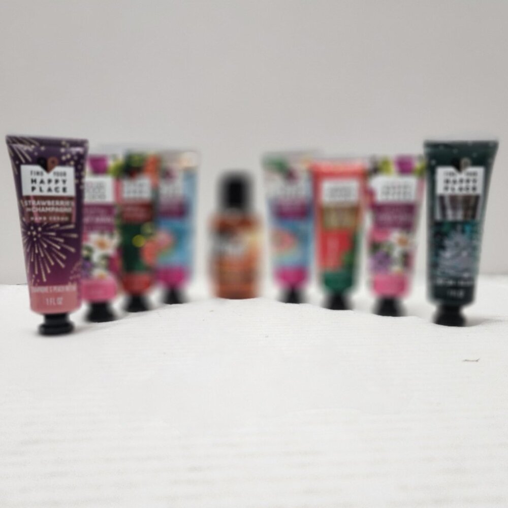 New Find Your Happy Place Lot - 8 Hand Cream & 1 Hand Sanitizer (group 2)
